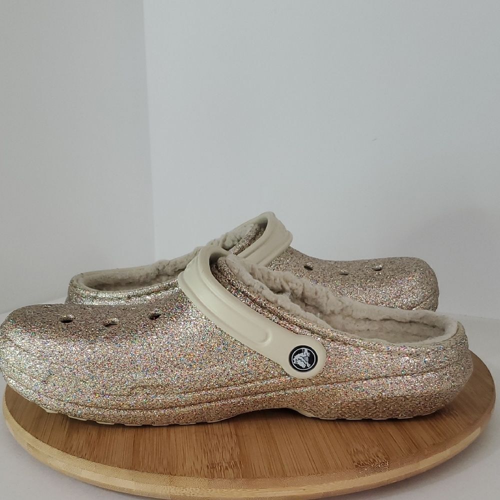 Crocs Classic Lined Gold/Multi Glitter Clog Unisex Men's 9 Women's 11 - Picture 8 of 10